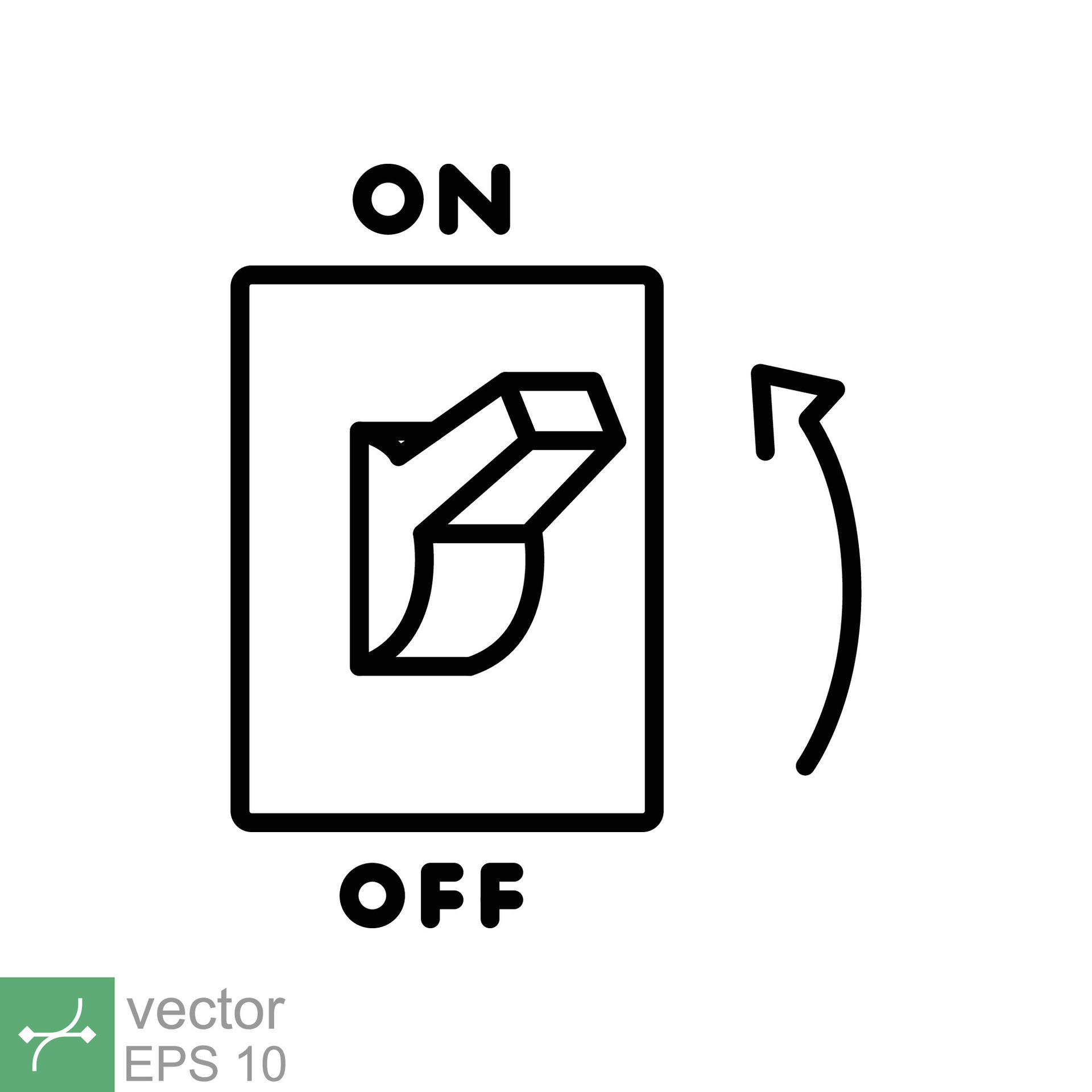 Light on, electric switch icon. Simple outline style. Power turn on