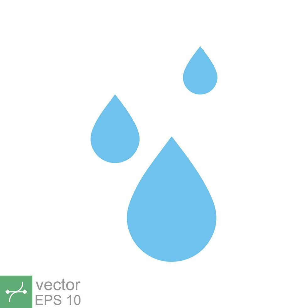 Water drops icon. Simple flat style. Drop water, droplet, liquid, oil, rain, clean aqua, farming, nature, environment concept. Vector illustration isolated on white background. EPS 10.