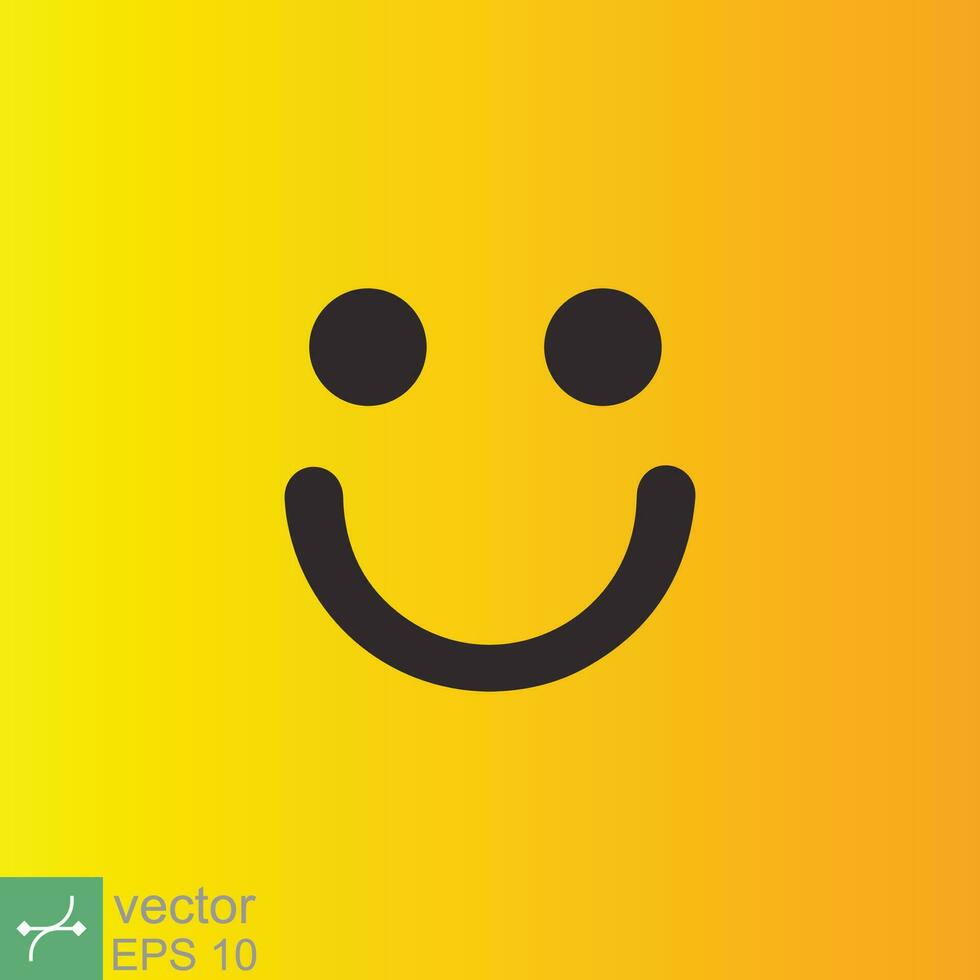 Smile icon template design. Smiling emoticon vector logo on yellow background. Face line art style. Funny doodle drawing, fun symbol, humor, joy concept. EPS 10.