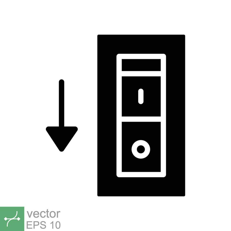 Light off, electric switch icon. Simple solid style. Power turn off button, toggle switch of position concept for web and app. Glyph vector illustration isolated on white background. EPS 10.