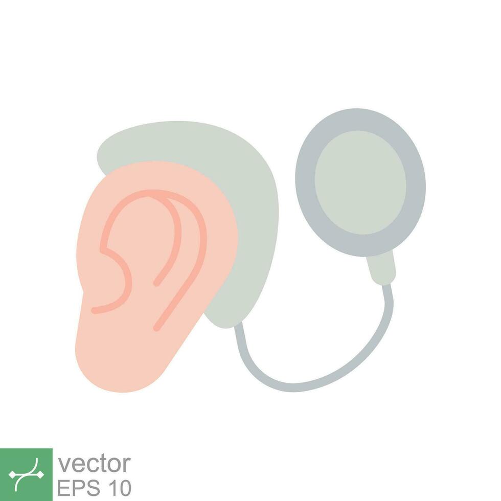 Cochlear implant icon. Simple flat style. Cybernetics, human ear with electronic device, technology, medical concept. Vector illustration isolated on white background. EPS 10.