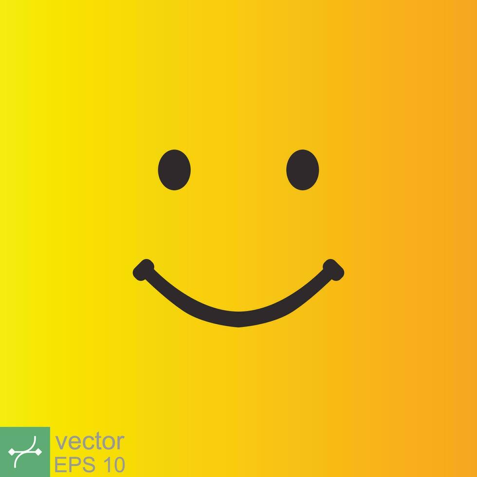 Smile icon template design. Smiling emoticon vector logo on yellow background. Face line art style. Funny doodle drawing, fun symbol, humor, joy concept. EPS 10.