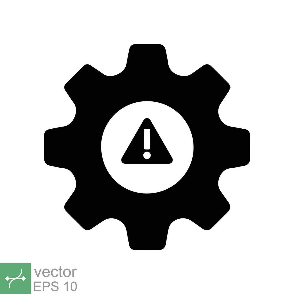 System error icon. Simple solid style. Risk alert, failure, mechanical gear engine, trouble service, caution, technology concept. Glyph vector illustration isolated on white background. EPS 10.