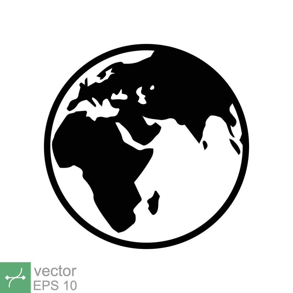 Planet earth icon. Simple flat style. World globe, international, round map, web symbol concept. Vector illustration isolated on white background. EPS 10.