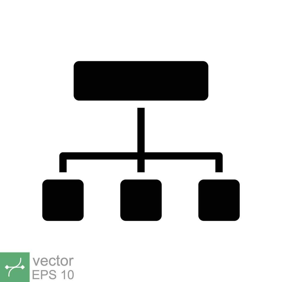 Organization chart icon. Simple solid style. Org hierarchy, company diagram flow symbol, team structure, business concept. Glyph vector illustration isolated on white background. EPS 10.