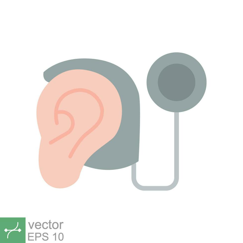 Cochlear implant icon. Simple flat style. Cybernetics, human ear with electronic device, technology, medical concept. Vector illustration isolated on white background. EPS 10.