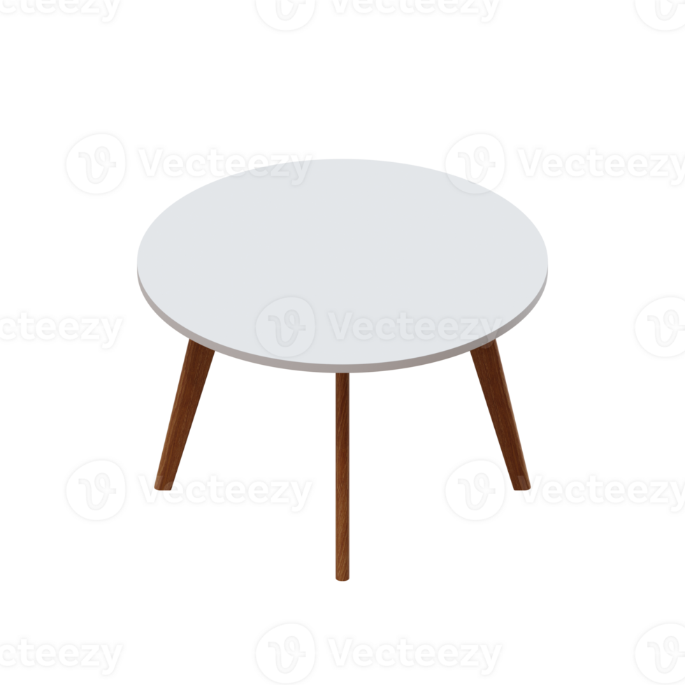 Round Dining Table With Wooden Leg And White Top png