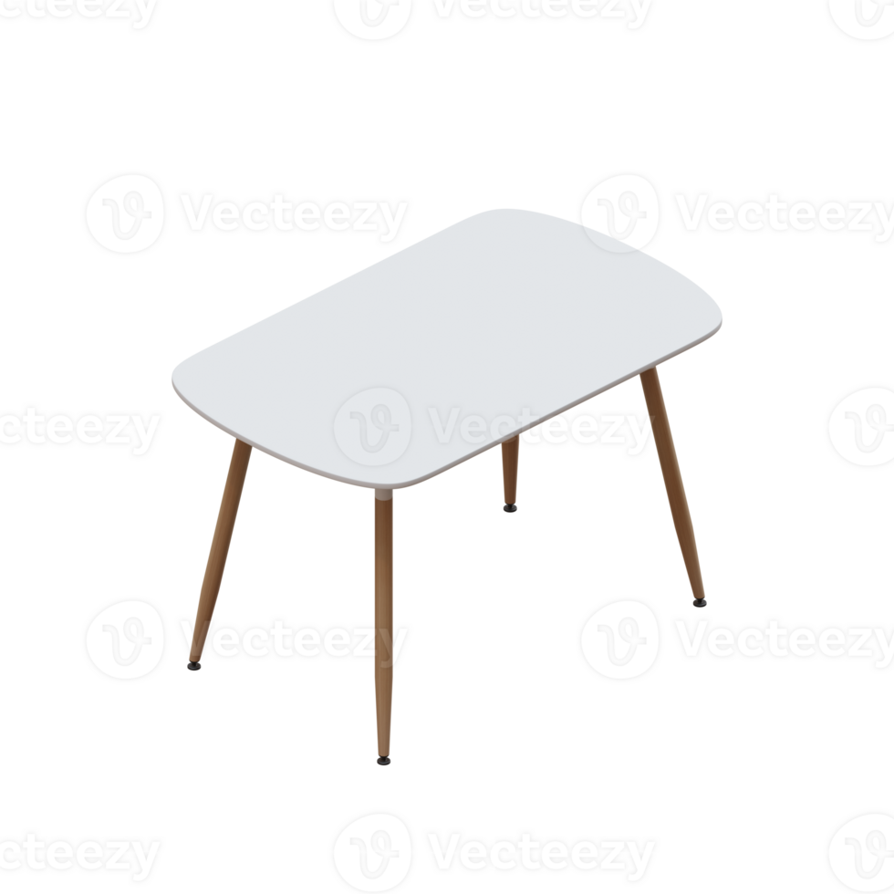 Dining Table With Rounded Wooden Leg And Rounded White Top png