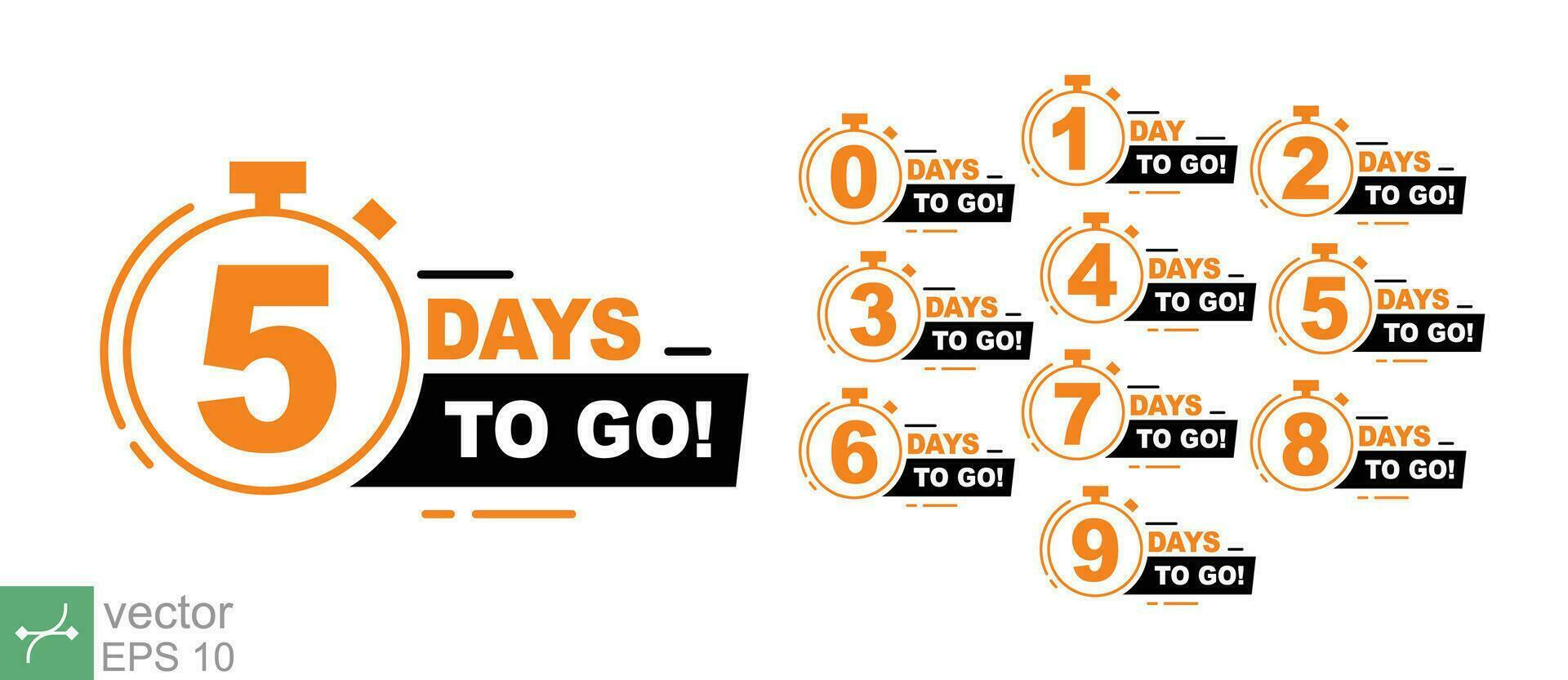 Countdown left days banner. count time sale. Nine, eight, seven, six, five, four, three, two, one, zero days left. Vector illustration. EPS 10.