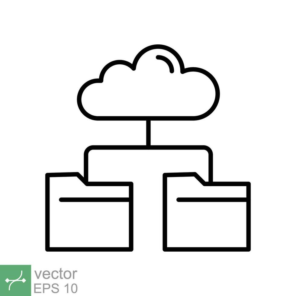Cloud storage icon. Simple outline style. Digital file organization service, upload, computer backup, technology concept. Thin line vector illustration isolated on white background. EPS 10.