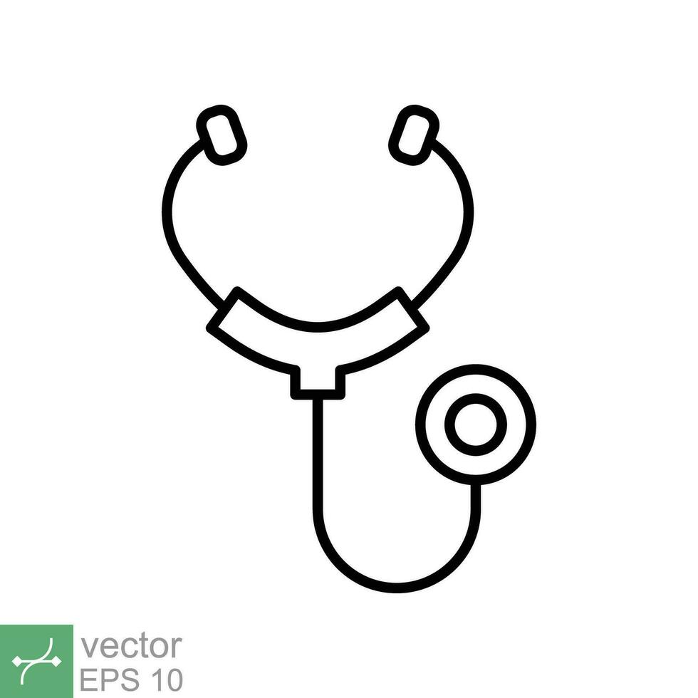 Stethoscope cardio device icon. Simple outline style. Medical, doctor equipment, health heart, hospital, healthcare concept. Thin line vector illustration isolated on white background. EPS 10.