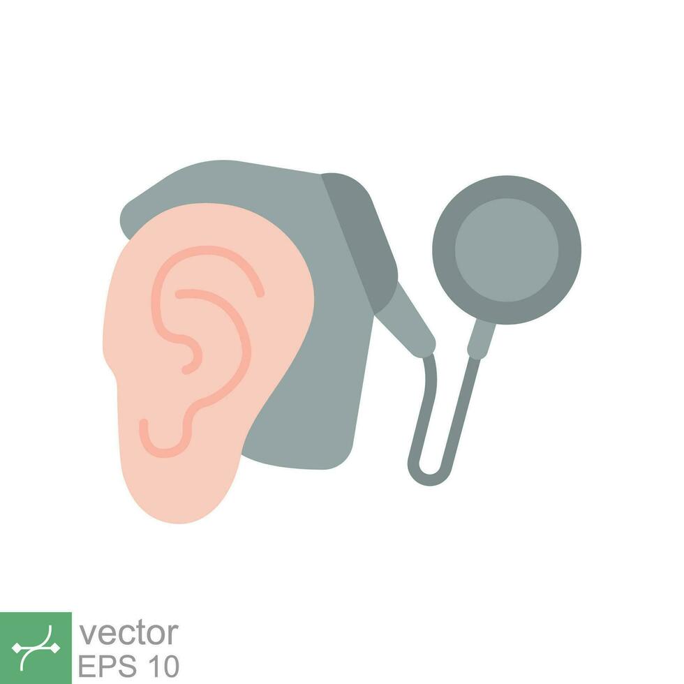 Cochlear implant icon. Simple flat style. Cybernetics, human ear with electronic device, technology, medical concept. Vector illustration isolated on white background. EPS 10.