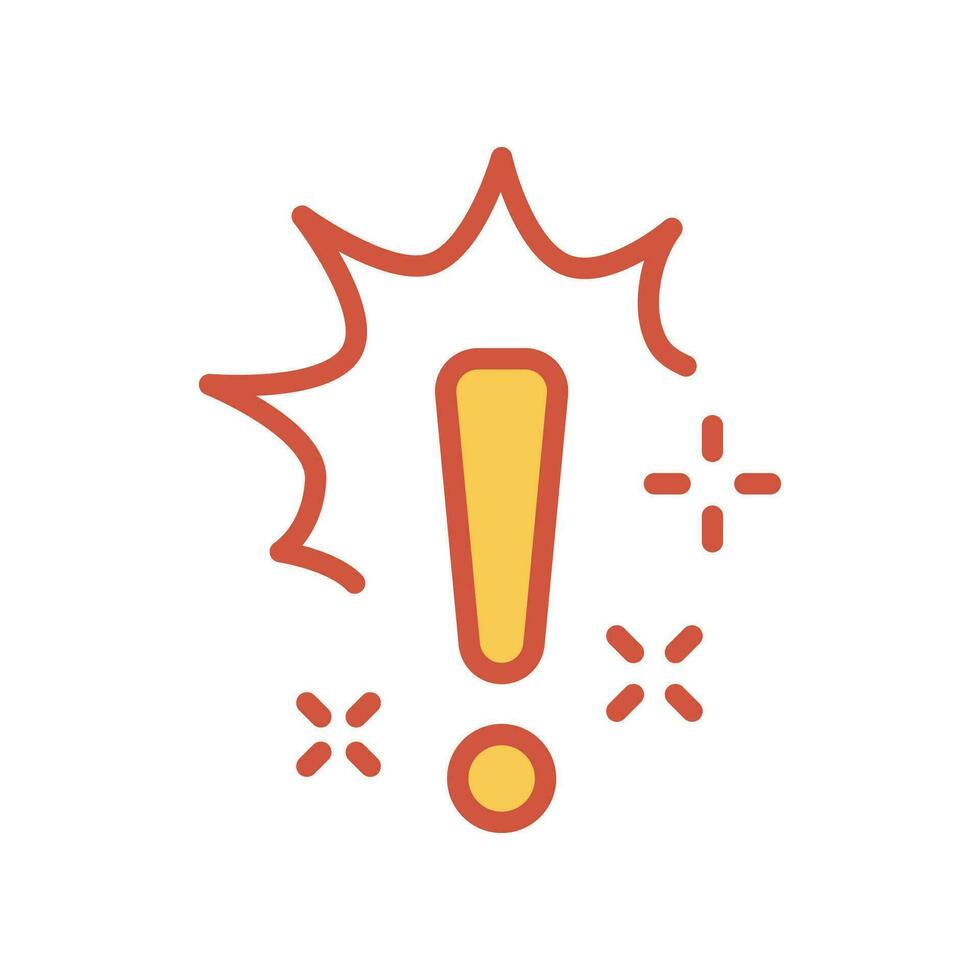 Exclamation mark signal for warning symbol. hazard cautions communication, error notification. icon, risk, alert, stop, stroke, attention, caution. Vector illustration filled outline style EPS10