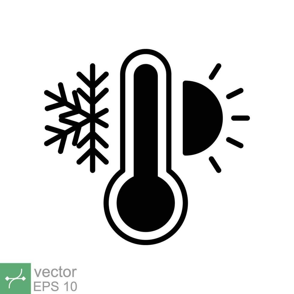 Weather temperature thermometer icon. Simple solid style sign for web and app. Thermometer with cold and hot symbol. Glyph vector illustration isolated on white background. EPS 10.