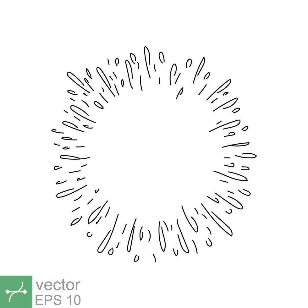 Starburst doodle. Hand drawn line sun burst, explosion sketch. Vector illustration isolated on white background. EPS 10.