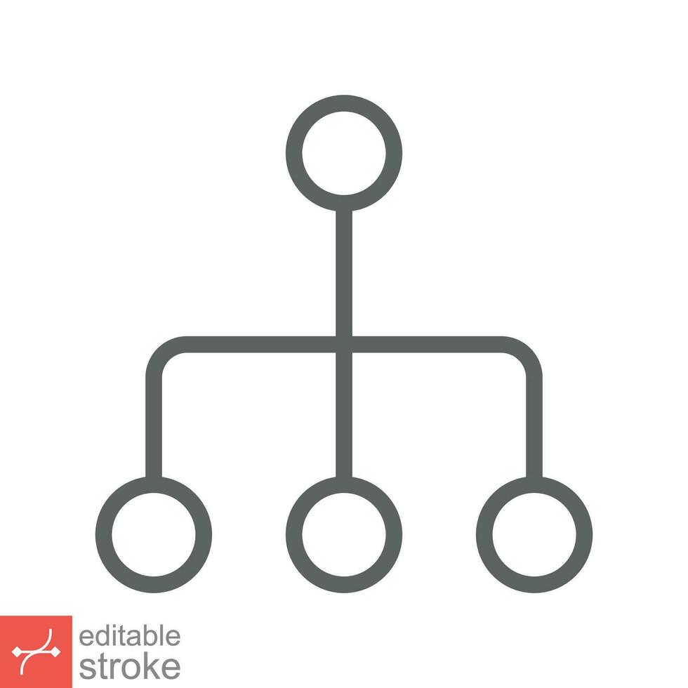 Organization chart icon. Simple outline style. Org hierarchy, company diagram flow symbol, business concept. Thin line vector illustration isolated on white background. Editable stroke EPS 10.