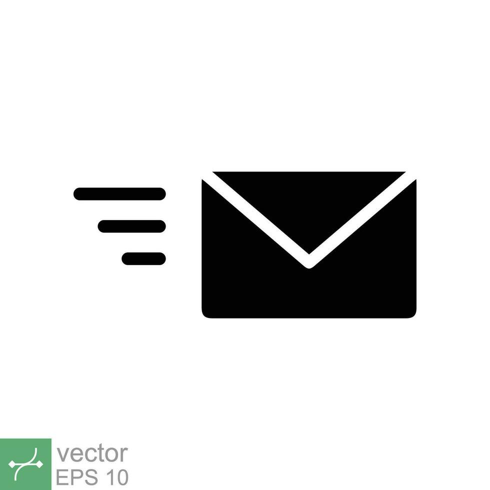 Send letter icon. Simple solid style. Envelope, message, email, post, fast concept. Glyph vector illustration symbol isolated on white background. EPS 10.