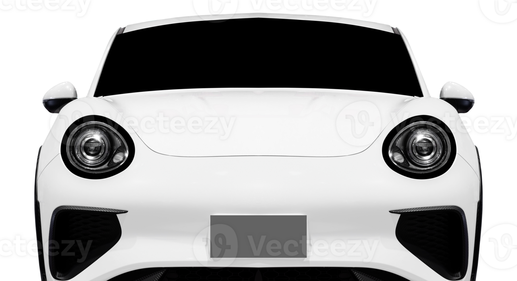 Front view white electric car png