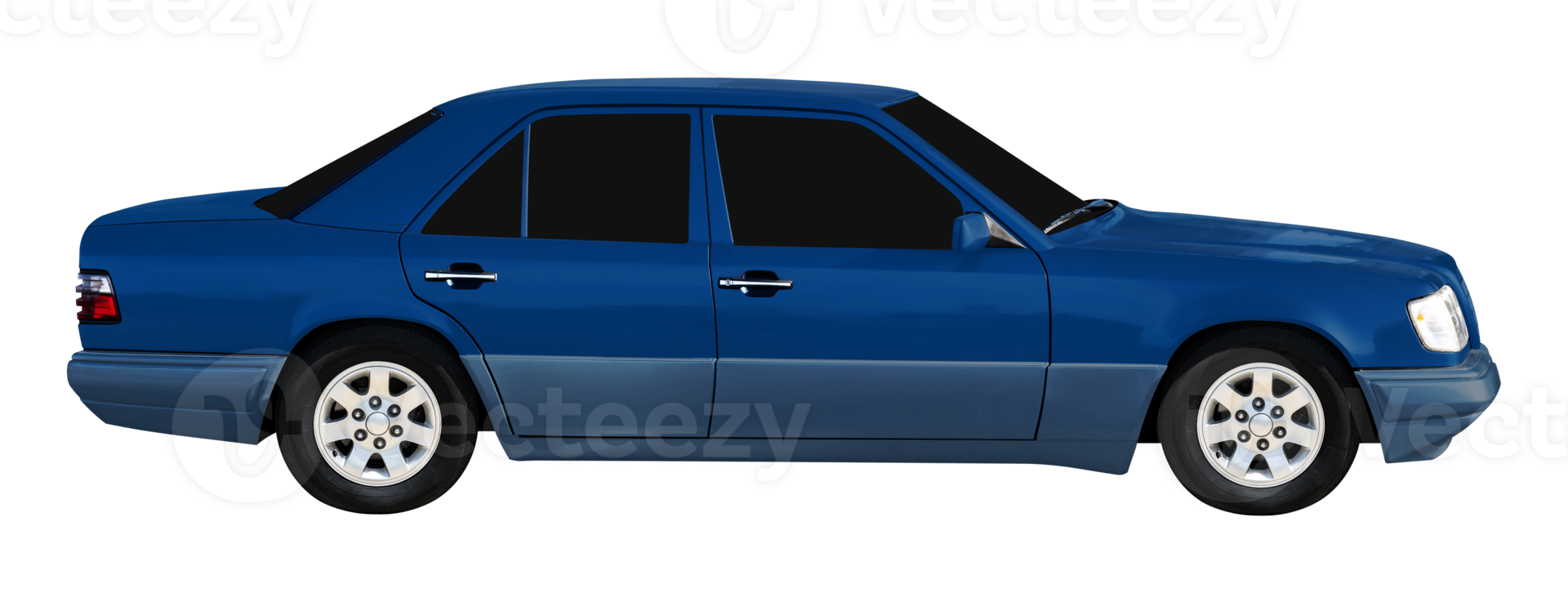 Side view blue sedan car png