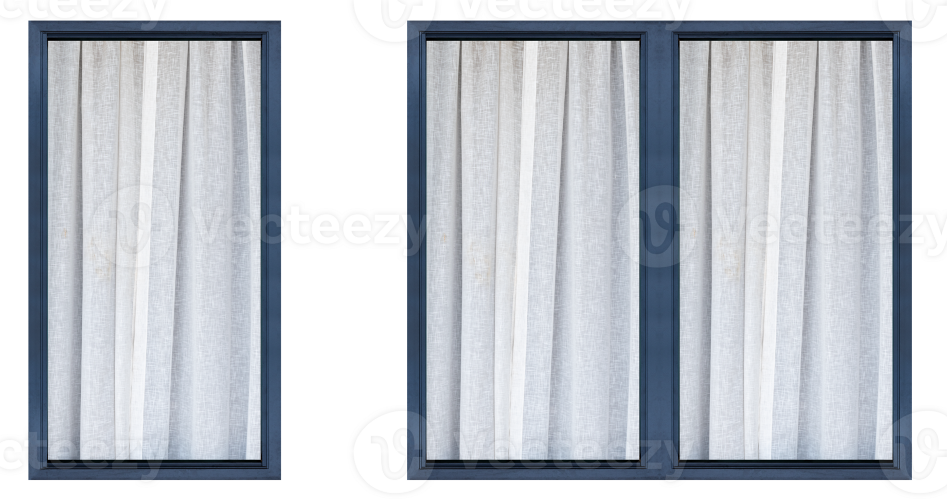 Black window frame with curtain png