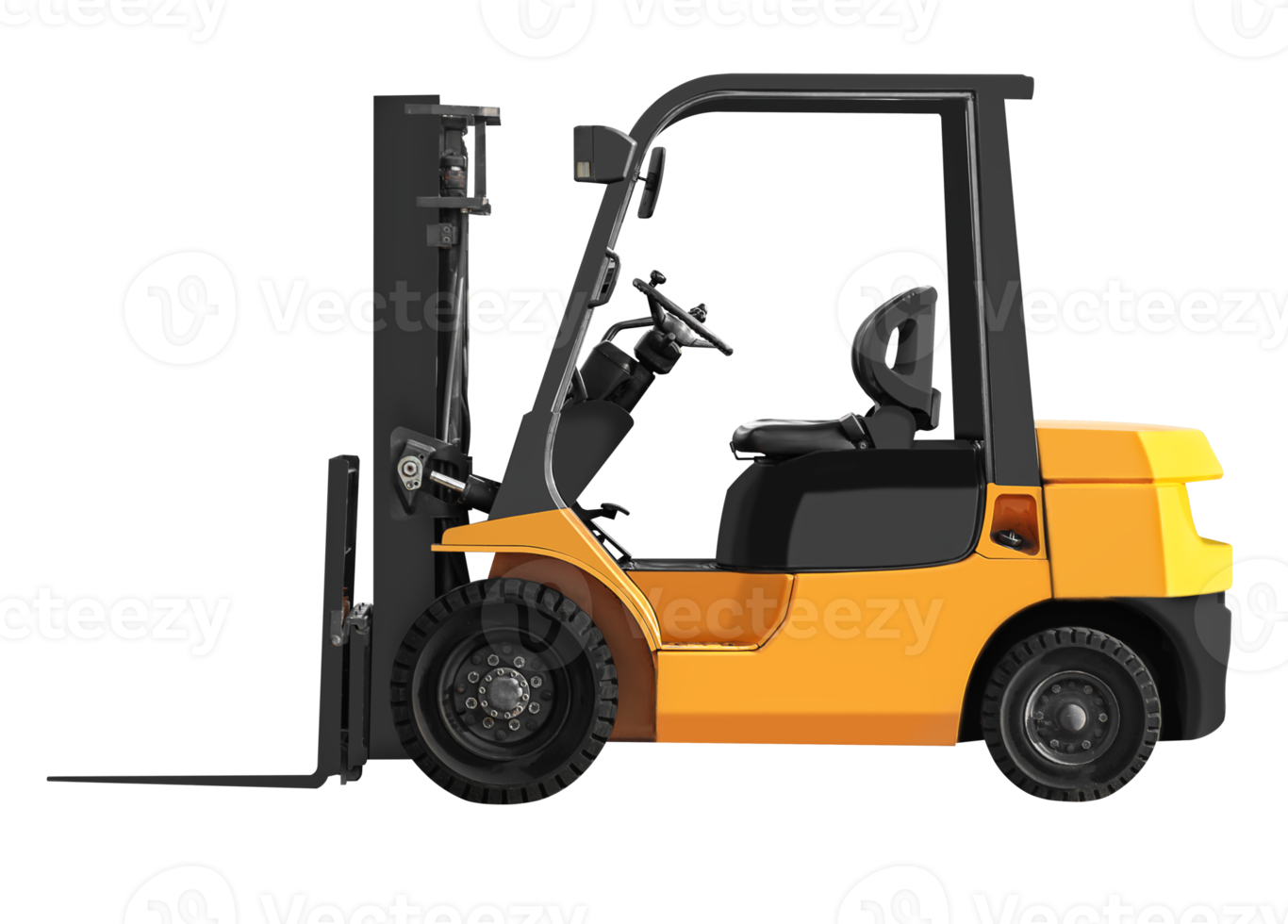 Side view yellow forklift png