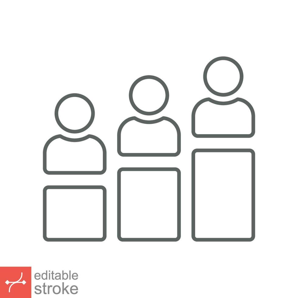 Personal development icon. Simple outline style. Strategy management, capital, human, leadership concept. Thin line vector illustration isolated on white background. Editable stroke EPS 10.