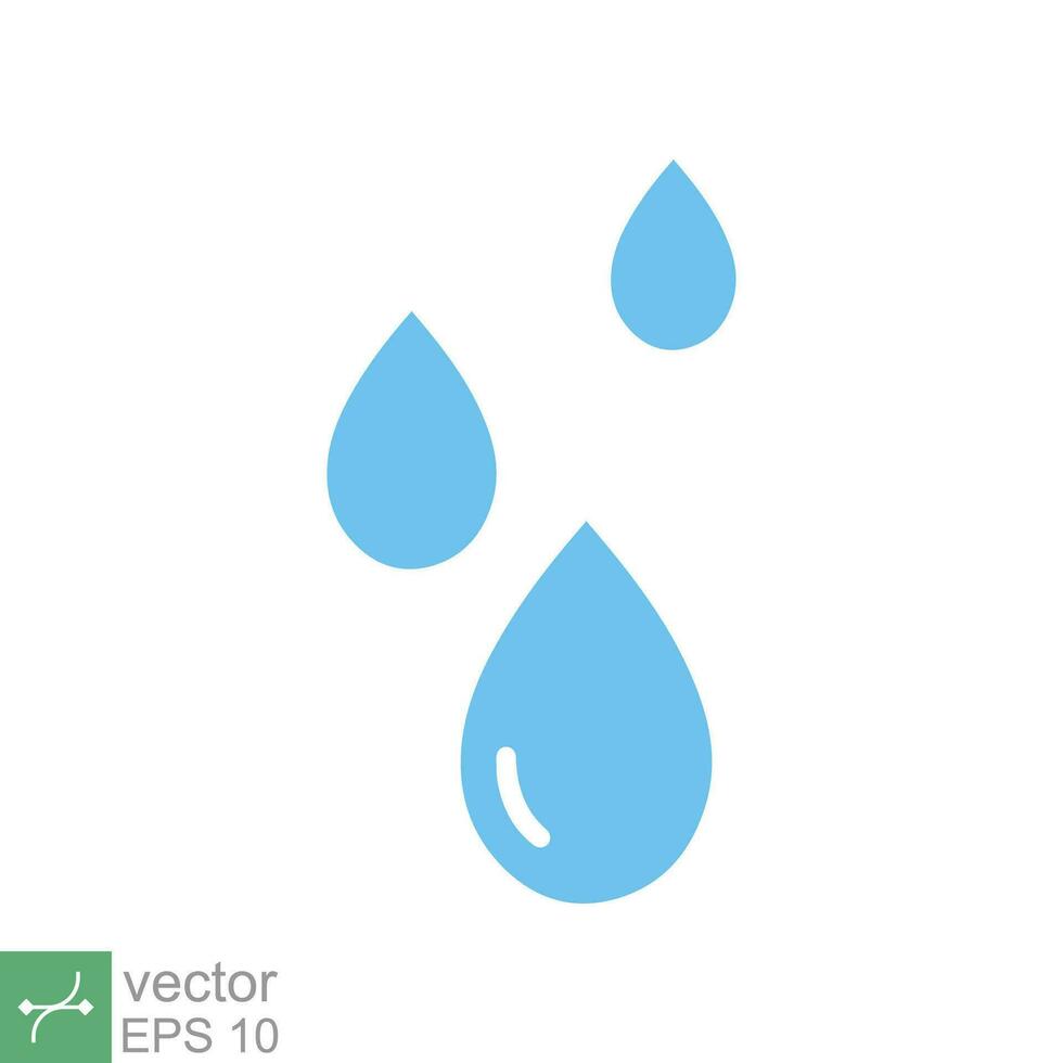 Water drops icon. Simple flat style. Drop water, droplet, liquid, oil, rain, clean aqua, farming, nature, environment concept. Vector illustration isolated on white background. EPS 10.