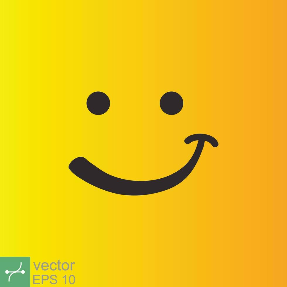 Smile icon template design. Smiling emoticon vector logo on yellow background. Face line art style. Funny doodle drawing, fun symbol, humor, joy concept. EPS 10.