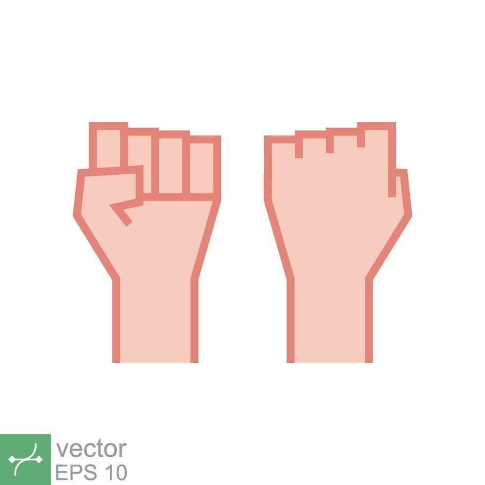 Fist raised up icon. Simple flat style. Strong arm, hand power, unity, revolution, protest, freedom concept. Vector illustration isolated on white background. EPS 10.