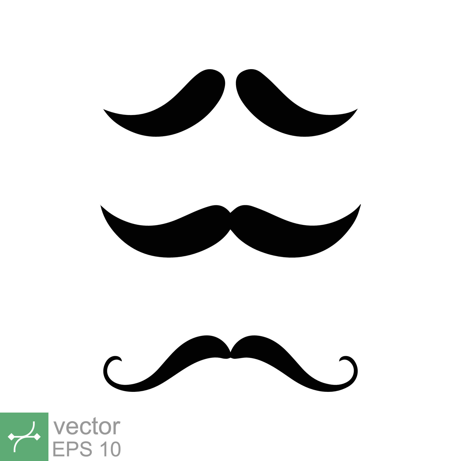 Flat Moustache Icon For Presentations Isolated On White Vector