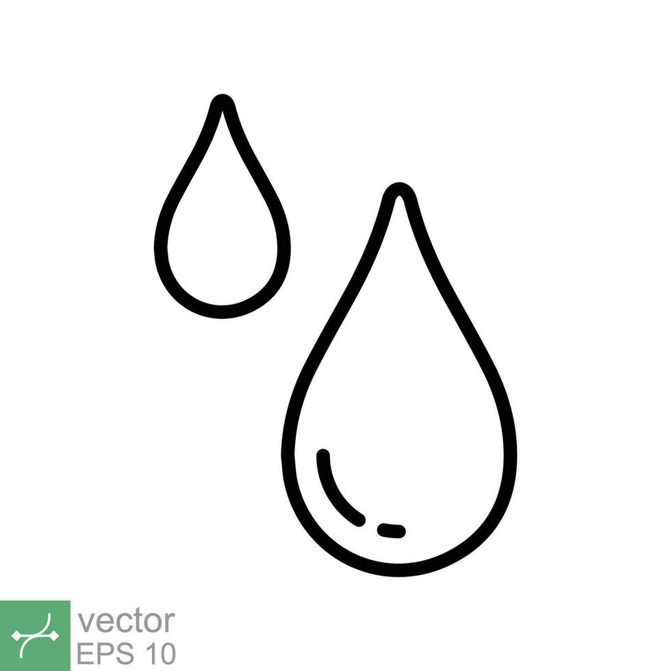 agua gotas icono. sencillo contorno estilo. soltar agua, gotita, líquido, lluvia, limpiar agua, agricultura, ambiente concepto. Delgado línea vector ilustración aislado en blanco antecedentes. eps 10