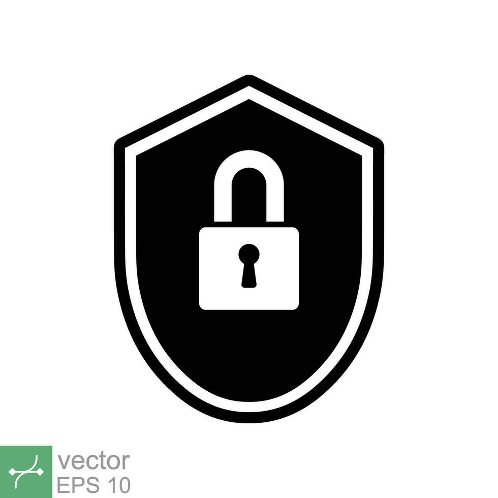 Security icon. Simple solid style. Shield secure, privacy protect, guarantee safe, network guard, safety concept. Glyph vector illustration symbol isolated on white background. EPS 10.