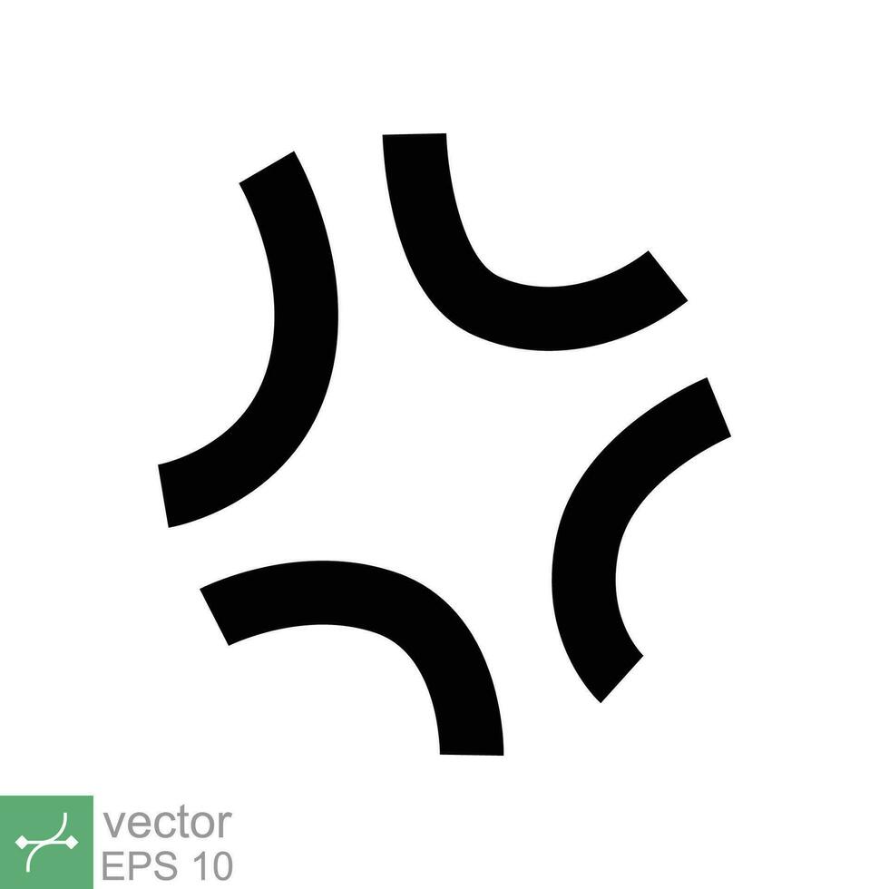 ira símbolo icono. sencillo sólido estilo. negro enojado firmar, dibujos animados emoticon pegatina concepto. glifo vector ilustración aislado en blanco antecedentes. eps 10