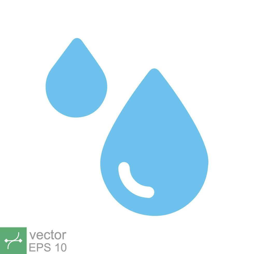 Water drops icon. Simple flat style. Drop water, droplet, liquid, oil, rain, clean aqua, farming, nature, environment concept. Vector illustration isolated on white background. EPS 10.