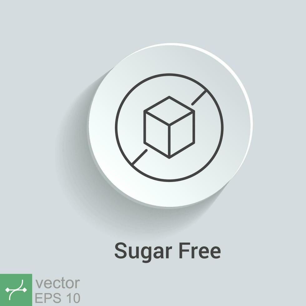 Sugar free icon. Simple outline icon. Low calorie, cube in circle stamp, health food concept. Thin line vector illustration isolated. EPS 10.