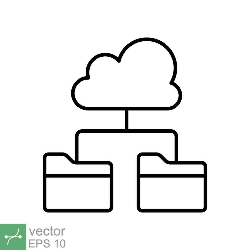 nube almacenamiento icono. sencillo contorno estilo. digital archivo organización servicio, subir, computadora respaldo, tecnología concepto. Delgado línea vector ilustración aislado en blanco antecedentes. eps 10