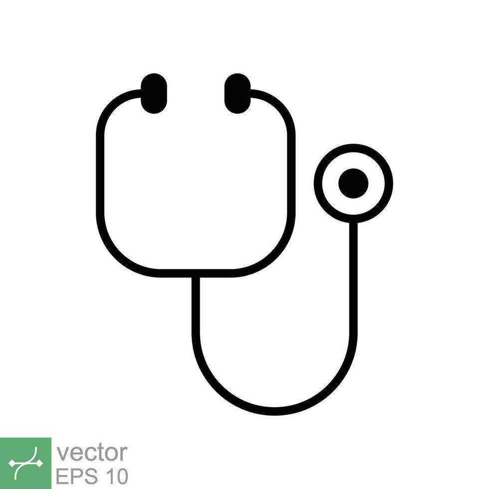 Stethoscope cardio device icon. Simple solid style. Medical, doctor equipment, health heart, hospital, healthcare concept. Glyph vector illustration isolated on white background. EPS 10.