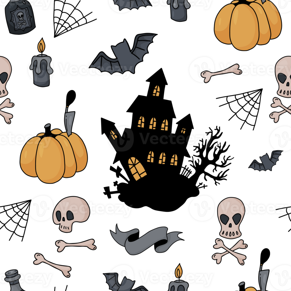 Halloween spooky seamless pattern png