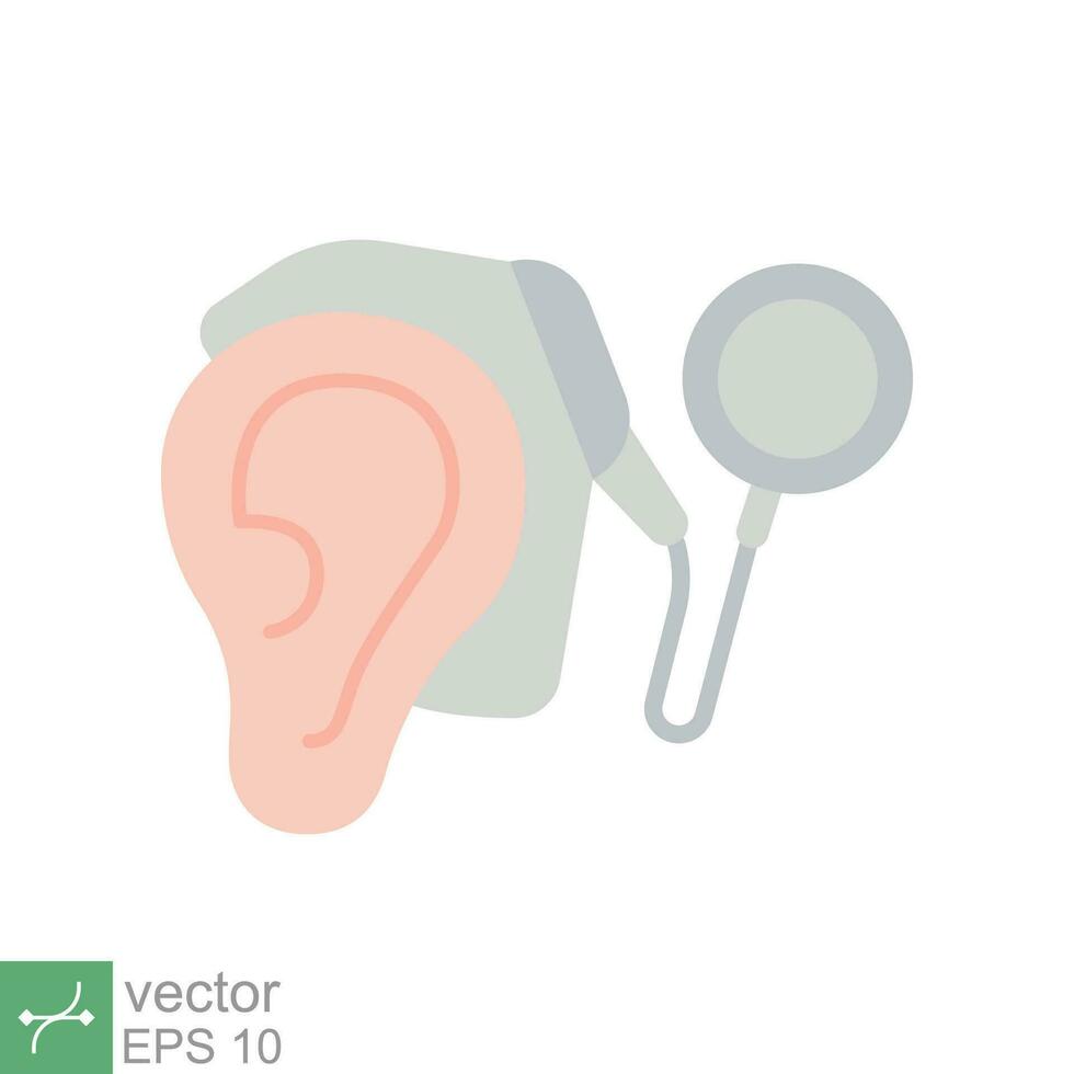 Cochlear implant icon. Simple flat style. Cybernetics, human ear with electronic device, technology, medical concept. Vector illustration isolated on white background. EPS 10.