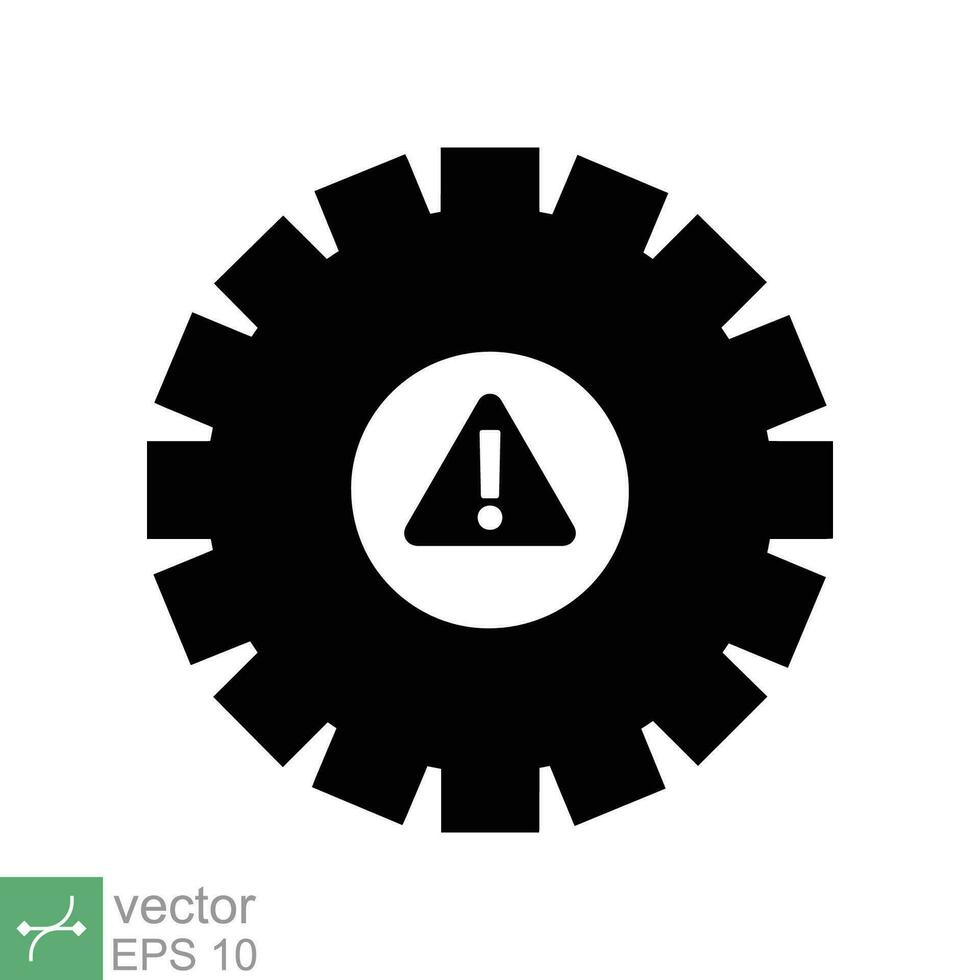 System error icon. Simple solid style. Risk alert, failure, mechanical gear engine, trouble service, caution, technology concept. Glyph vector illustration isolated on white background. EPS 10.