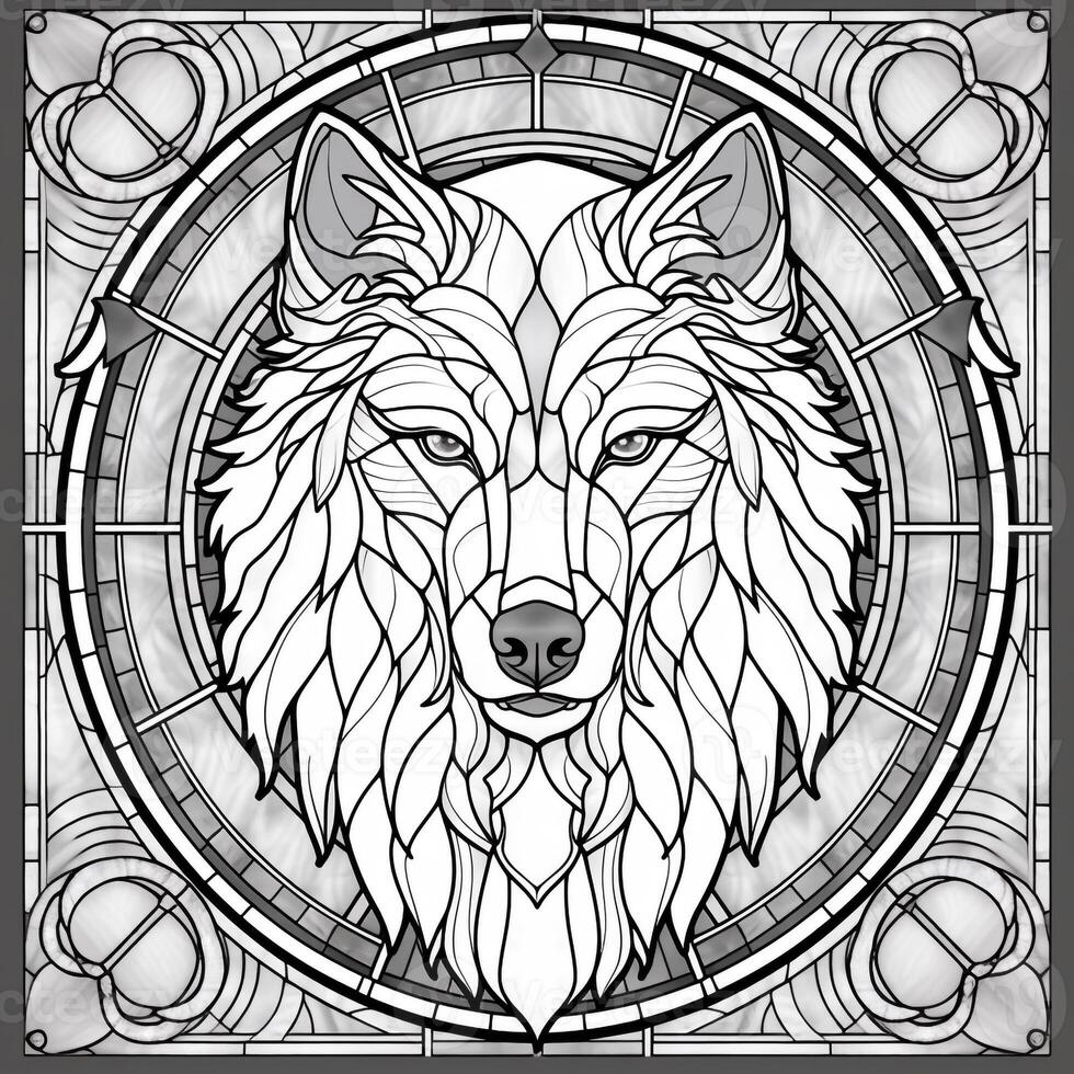 Stained Glass Wolf Coloring Pages photo