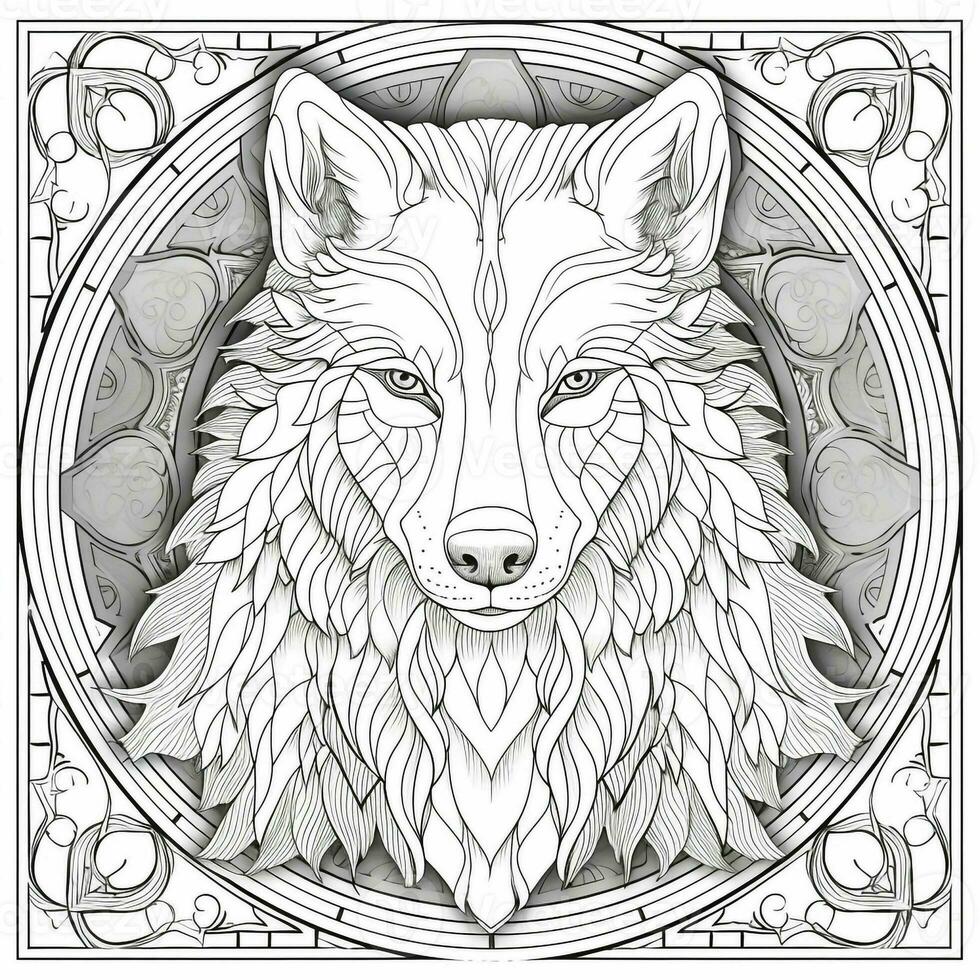 Stained Glass Wolf Coloring Pages photo