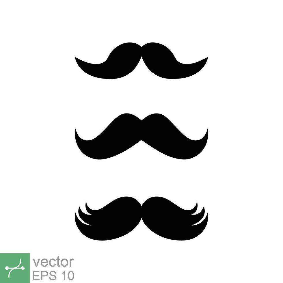 Old style mustaches icon set. Simple flat style. Cartoon, dad, mister, gentleman concept. Vector illustration isolated on white background. EPS 10.