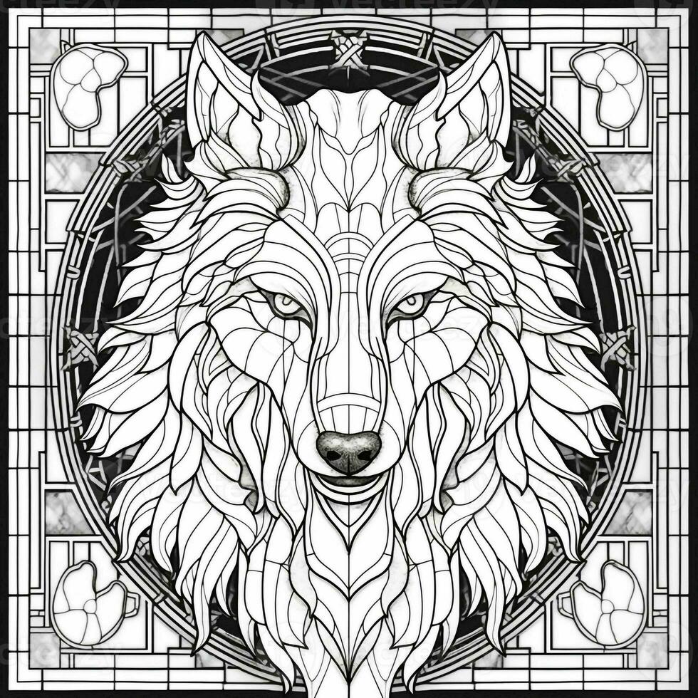 Stained Glass Wolf Coloring Pages photo