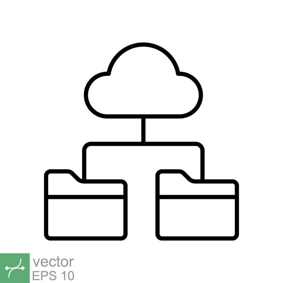 Cloud storage icon. Simple outline style. Digital file organization service, upload, computer backup, technology concept. Thin line vector illustration isolated on white background. EPS 10.