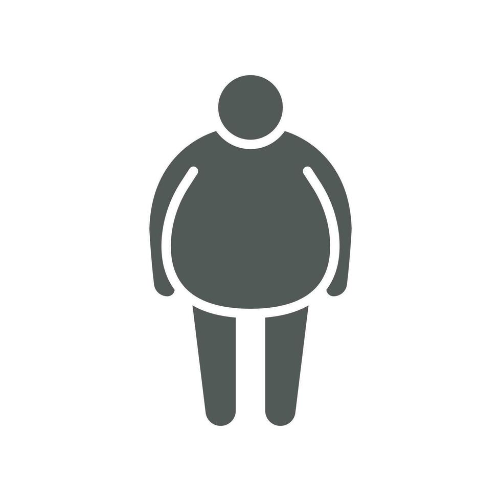 Unhealthy lifestyle with fatness tummy, obesity male silhouette symbol for infographic, pictogram in silhouette . Overweight man icon. Vector illustration solid, glyph style. EPS 10