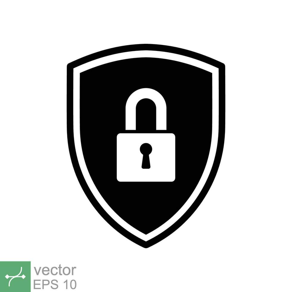 Security icon. Simple solid style. Shield secure, privacy protect, guarantee safe, network guard, safety concept. Glyph vector illustration symbol isolated on white background. EPS 10.