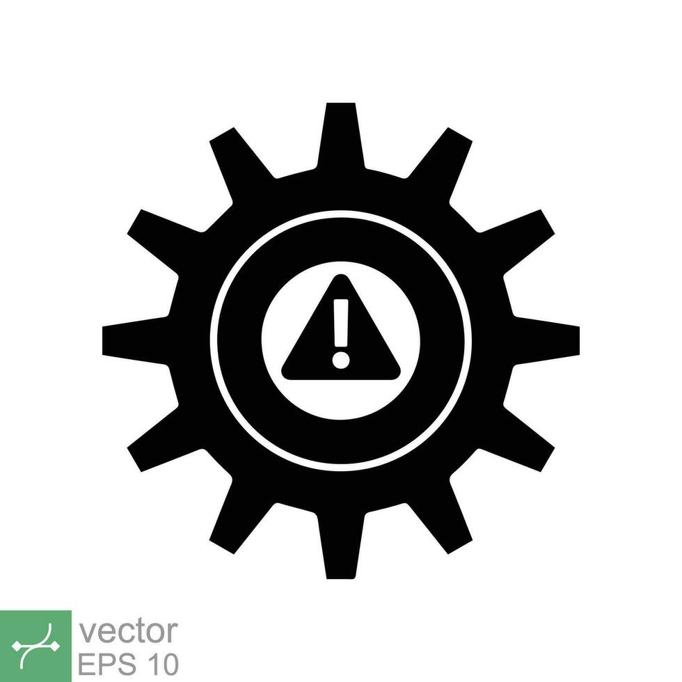 sistema error icono. sencillo sólido estilo. riesgo alerta, falla, mecánico engranaje motor, problema servicio, precaución, tecnología concepto. glifo vector ilustración aislado en blanco antecedentes. eps 10