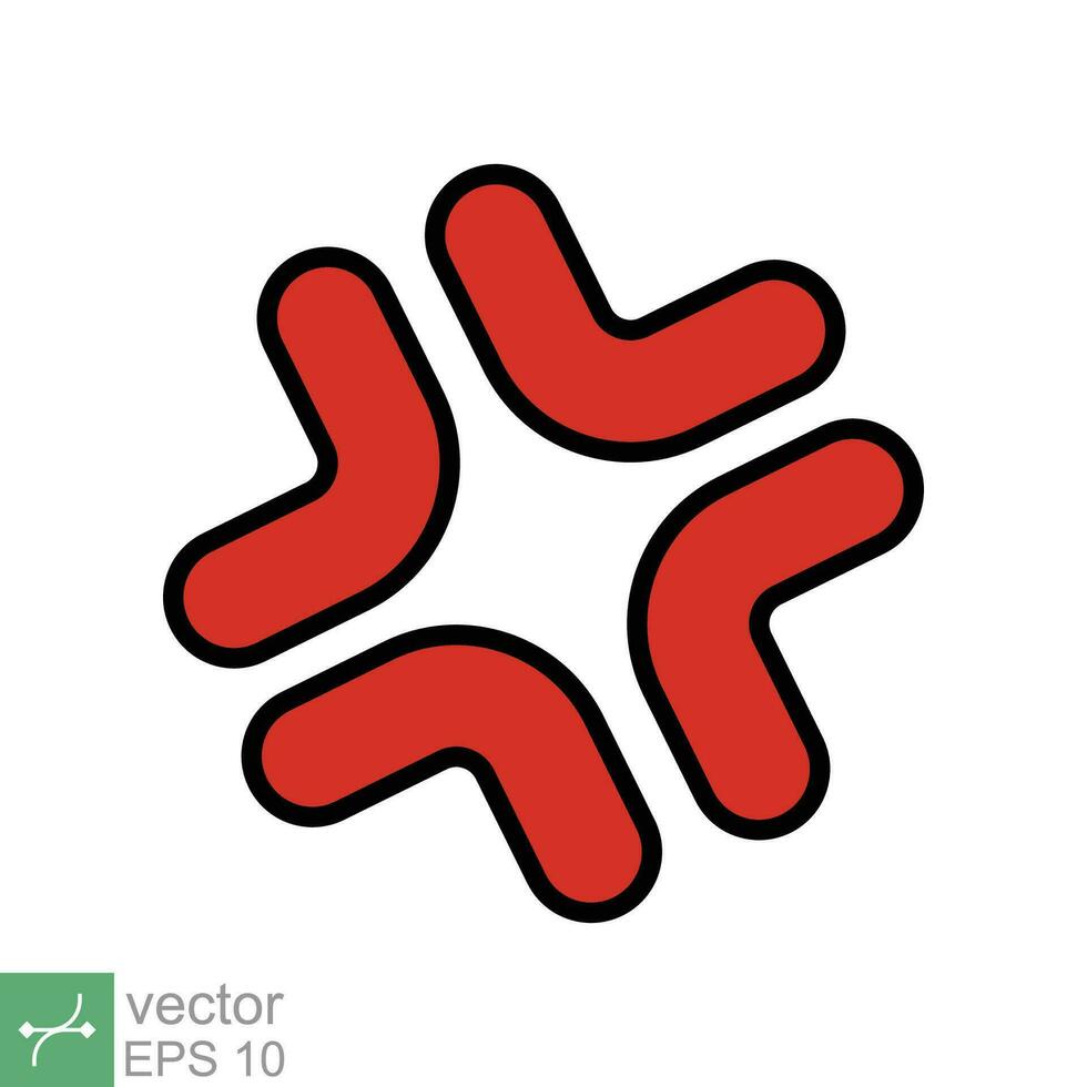 ira símbolo icono. sencillo plano estilo. rojo enojado firmar, dibujos animados emoticon pegatina concepto. lleno contorno vector ilustración aislado en blanco antecedentes. eps 10