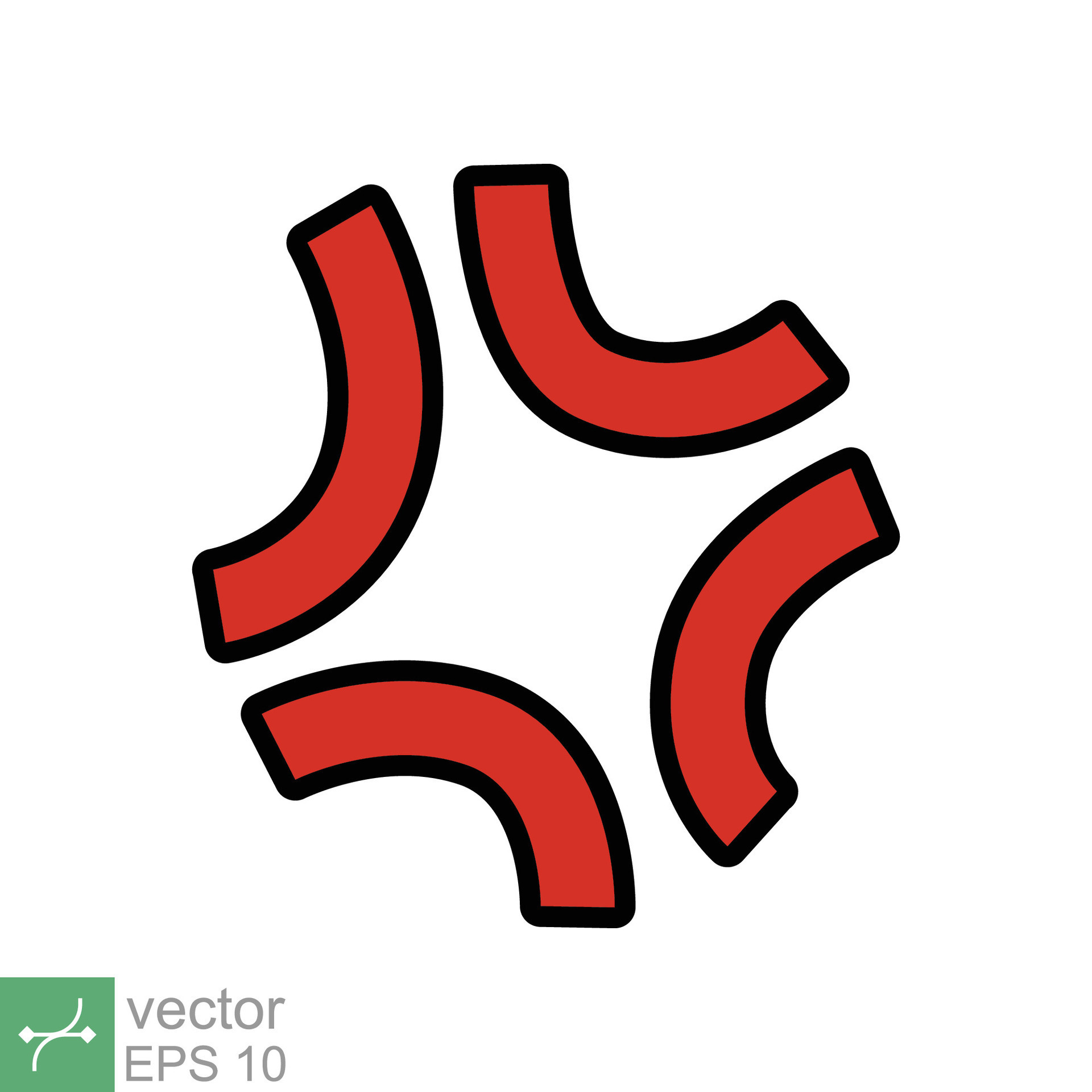 Anger symbol icon. Simple flat style. Red angry sign, cartoon emoticon  sticker concept. Filled outline vector illustration isolated on white  background. EPS 10. 26959997 Vector Art at Vecteezy
